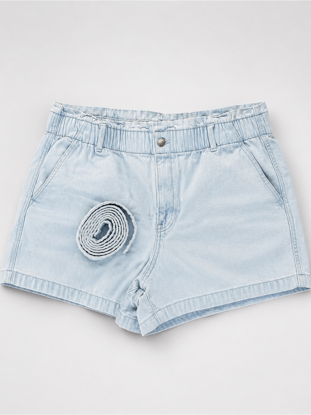 American Eagle Outfitters Light Blue Denim Elastic Waist Shorts